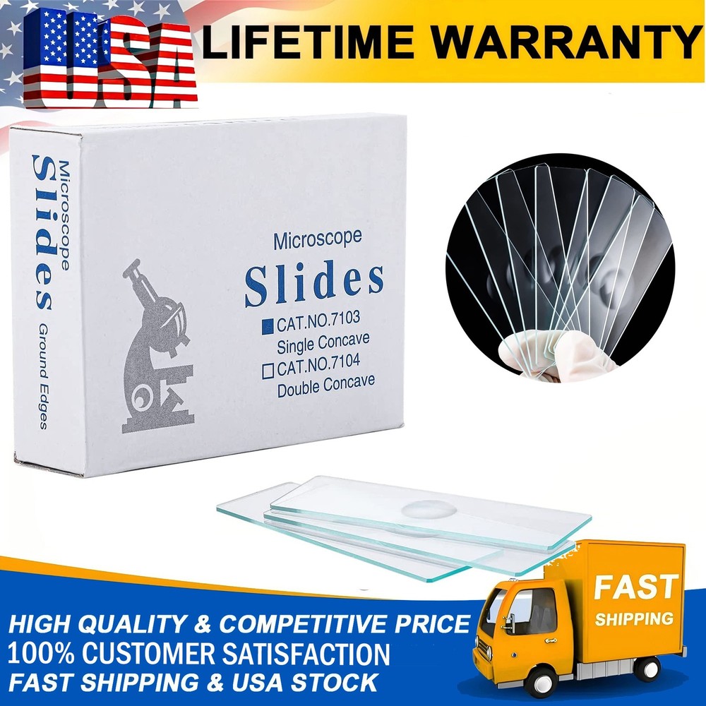 50pcs Microscope Slide Concave Single Concave Glass Slide with Single Depression