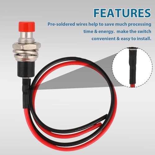 12 PCS 7mm Momentary Switch 12V Prewired Momentary Push Button Switch Normally