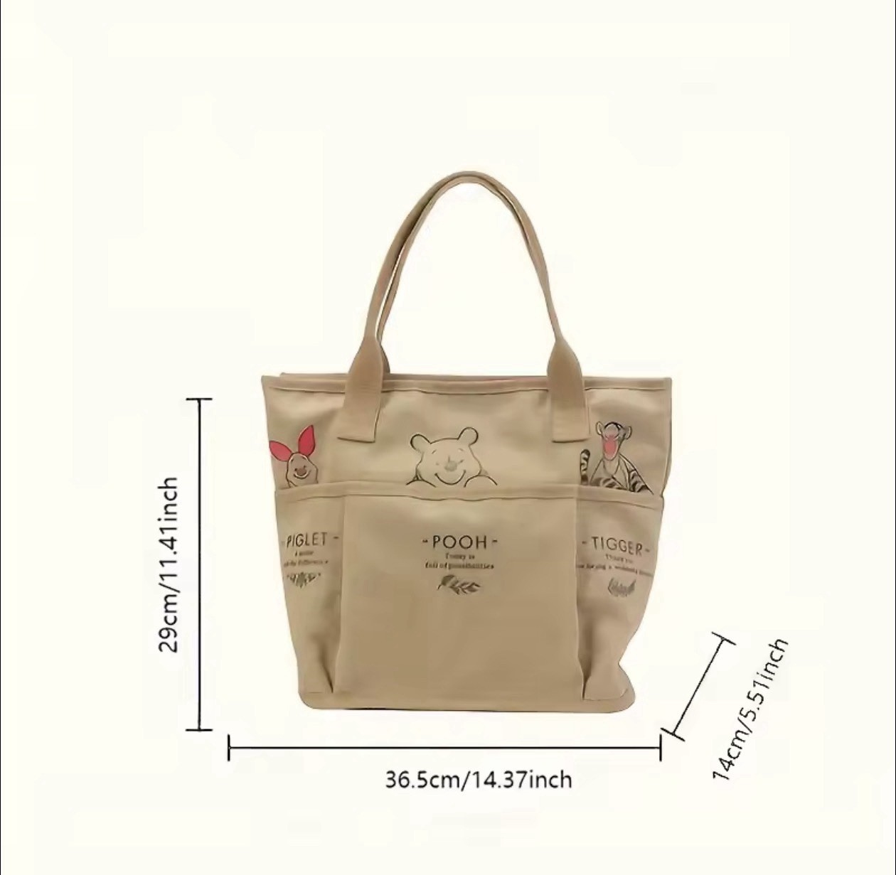 Disney Winnie the Pooh Large Capacity Printed Canvas Tote Bag Retro