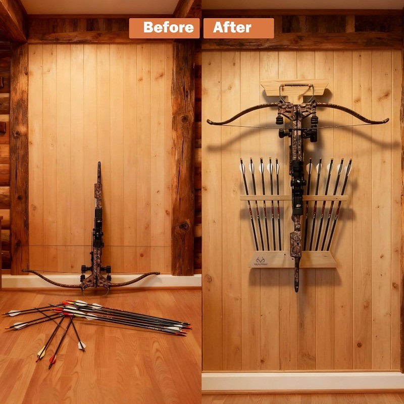 Wall Mounted Bow and Arrow Display Rack Crossbow Holder 10-Arrow Storage