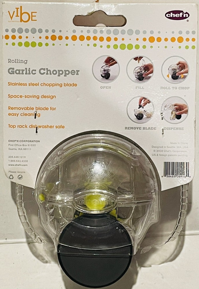 CHEF'N VIBE ROLLING GARLIC CHOPPER CLEAR NIP [E]