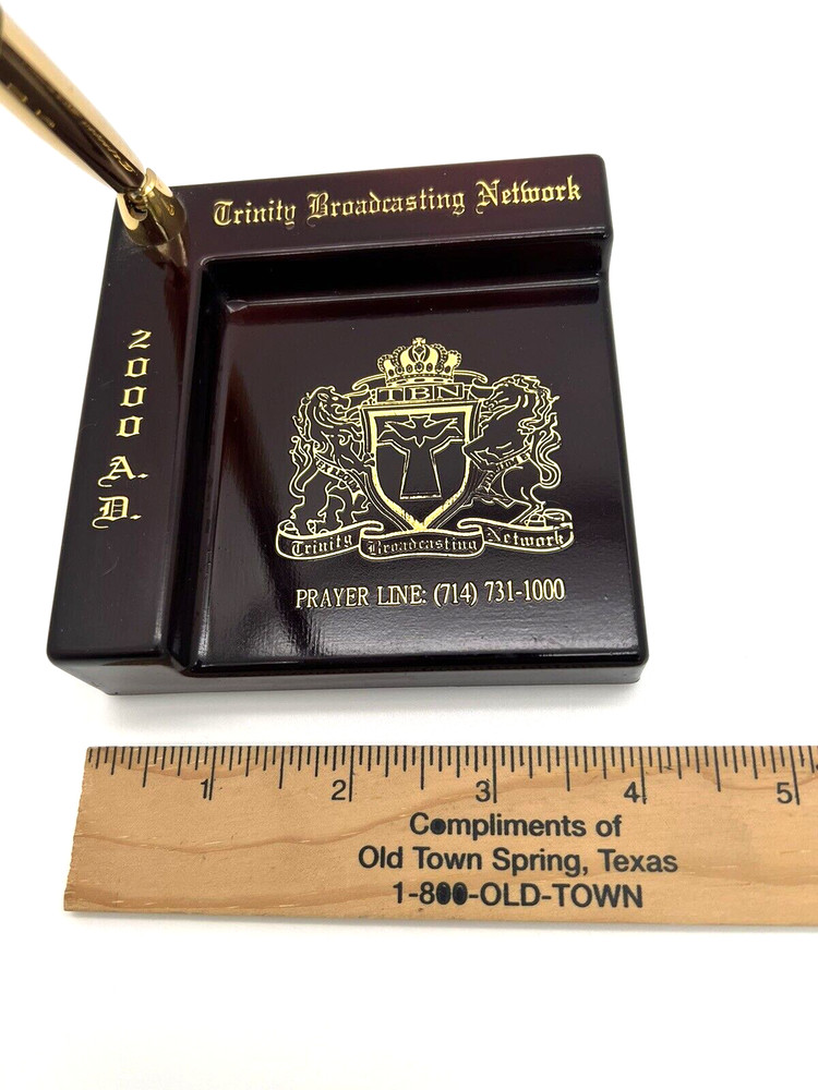 Vintage Trinity Broadcasting Network Prayer Line Desktop Pen Notepad Holder
