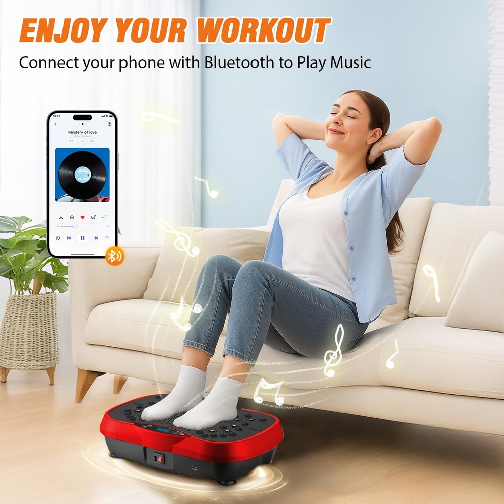 Vibration Plate Exercise Machine, 10 Modes & 200-Level Vibration Platform for...