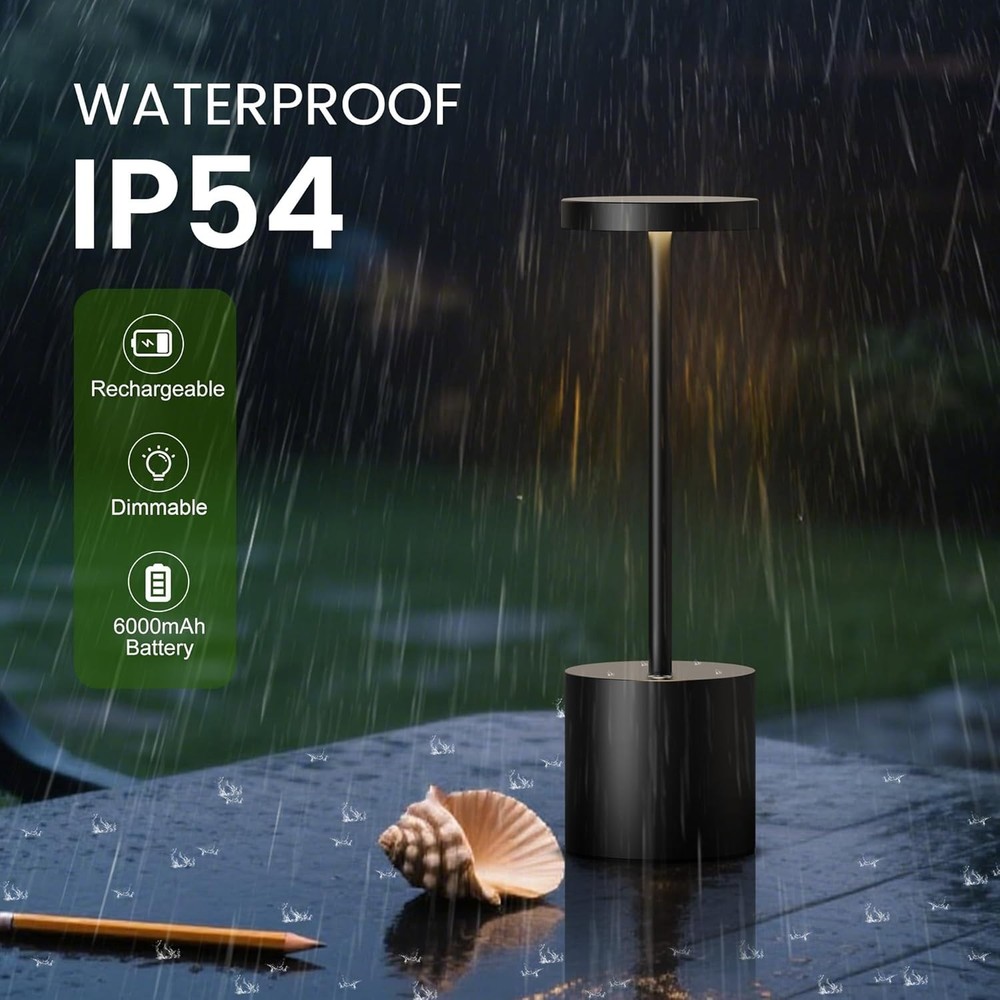 Minimalist Cordless Table Light, 5000mAh Battery - 2 Pack