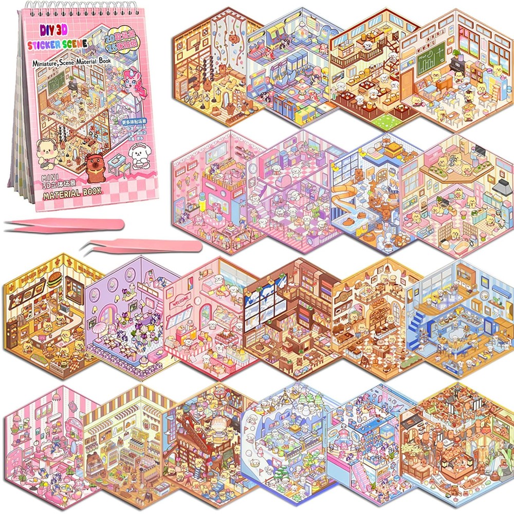 20 Sets DIY 3D Sticker Scene, Therapy Scenes A1-book-20sets