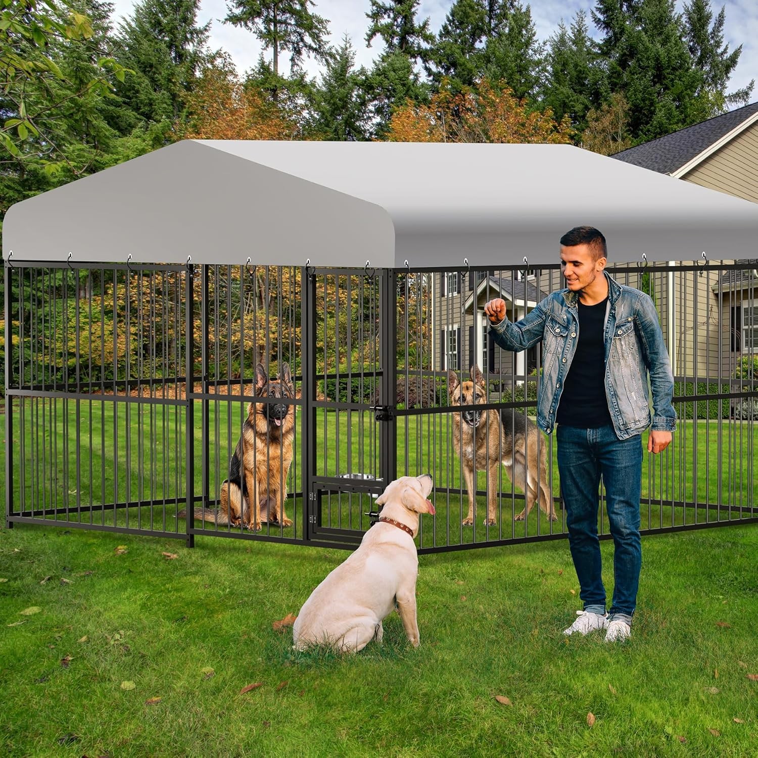 Outdoor Dog Kennel for Large Dogs, 10x10x6 FT Heavy Duty Dog Playpen Fence NEW