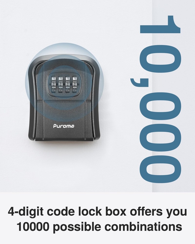 Key Lock Box Combination Lockbox Wall-Mounted Key Storage Box for House Keys,...