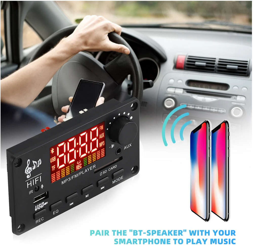 Car Amplifier Bluetooth 5.0 Module Audio Radio MP3 Decoding Board USB/TF/AUX/FM