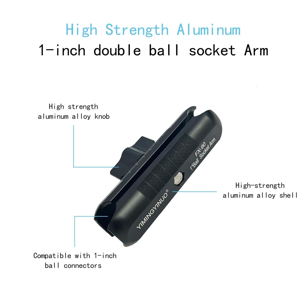 YIMINGYINUO Double Socket Arm Compatible with RAM Medium Arm-Black, Black