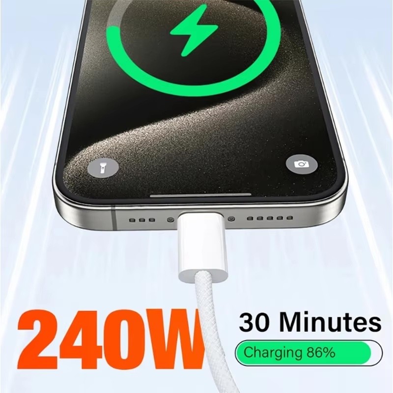 Apple 240W USB-C Charge Thunderbolt Fast Charging Cable Lightning Data Transfer