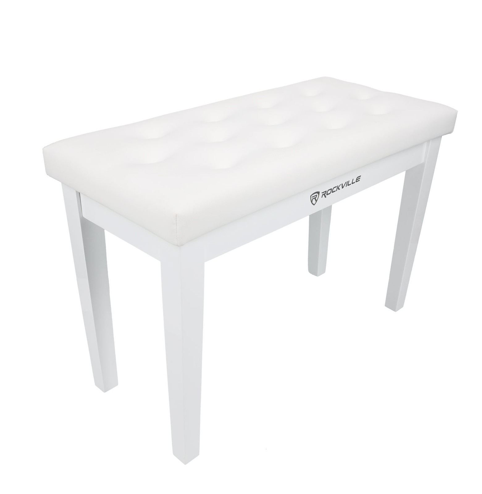 Rockville PB7 WHITE Premium Piano Bench w/Thailand Wood, Comfy Padding + Storage