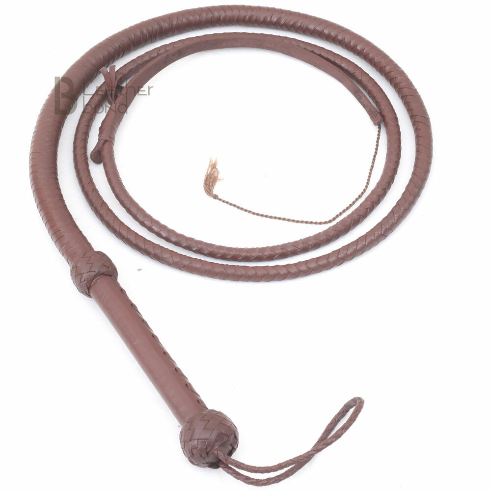 Indiana Jones 6, 8, 10, 12 Feet 8 Strands Brown Cowhide Real Leather Bullwhip