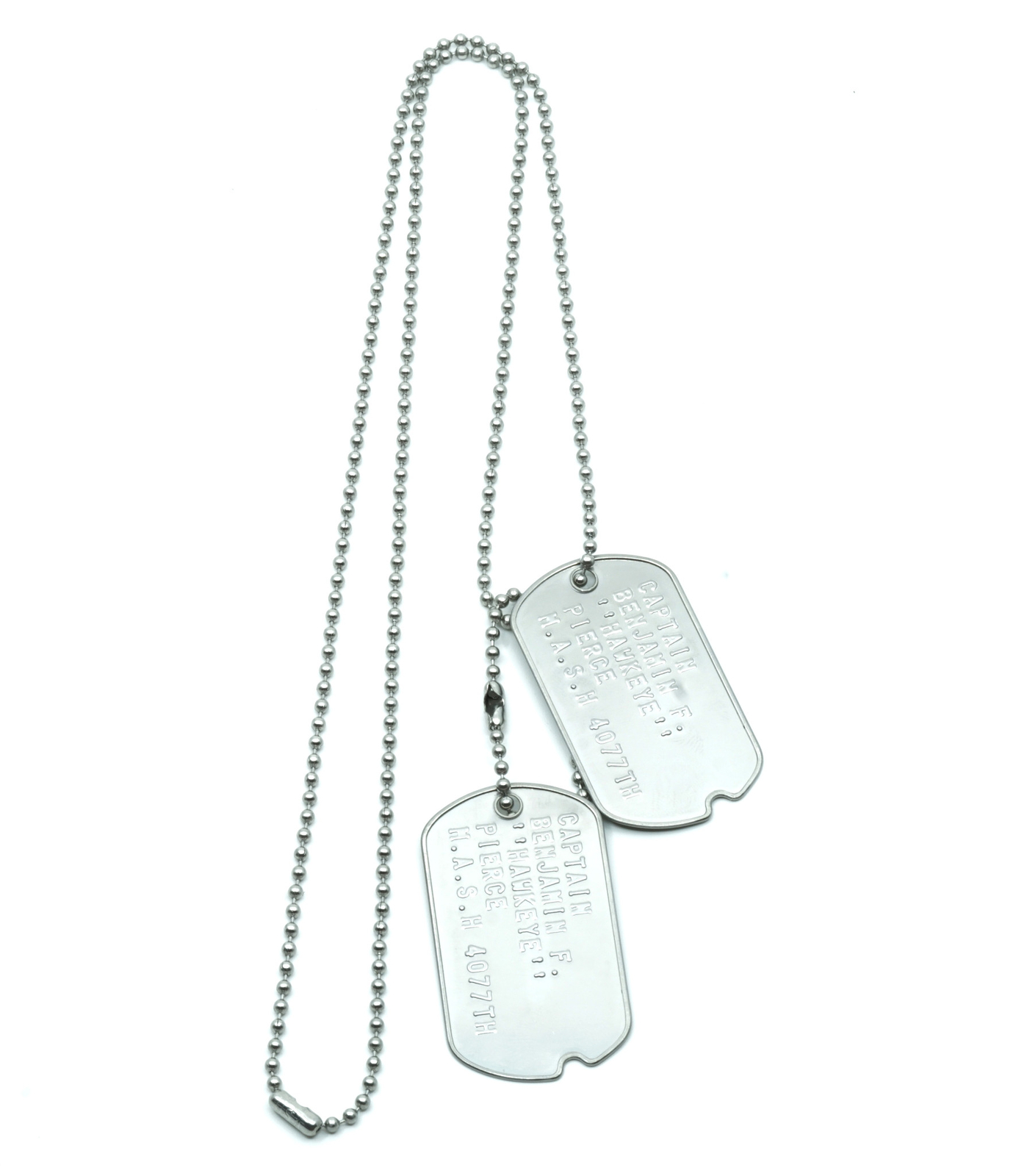 MASH Benjamin "Hawkeye" Pierce Stainless Steel Military WWII Style Dog Tags Prop