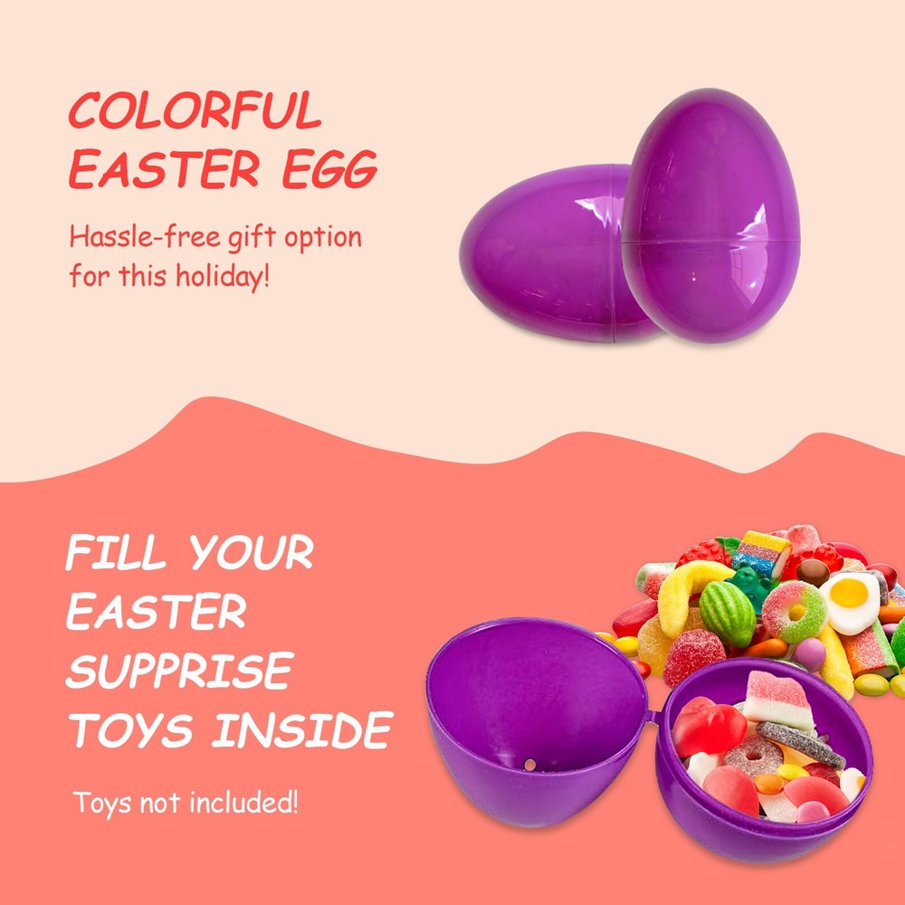 50/200 PCS 2.25" Plastic Easter Eggs Empty Easter Eggs Fillable Bright Eggs Bulk