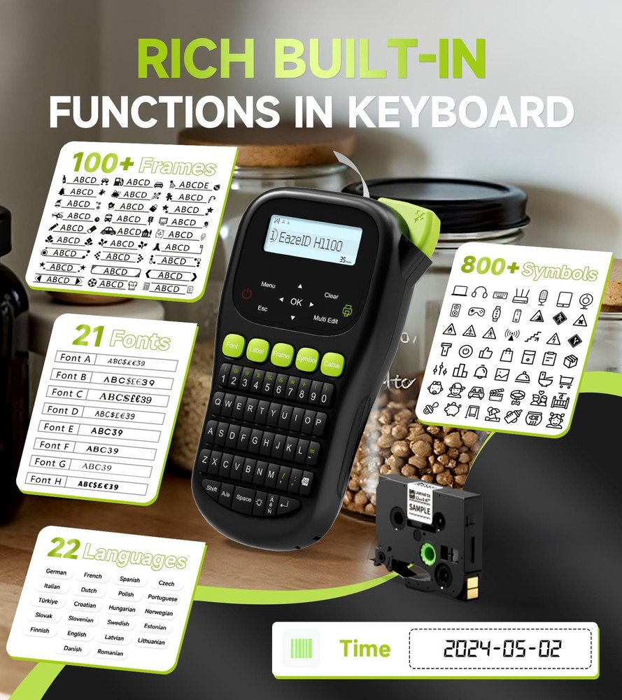 Label Maker Machine with-Tape, Cable Label Maker Waterproof-Labels, Handheld ...