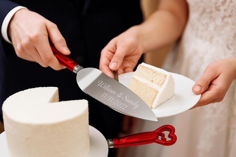 Custom Wedding Cake Knife & Server Set – Free Engraving, Elegant Gift