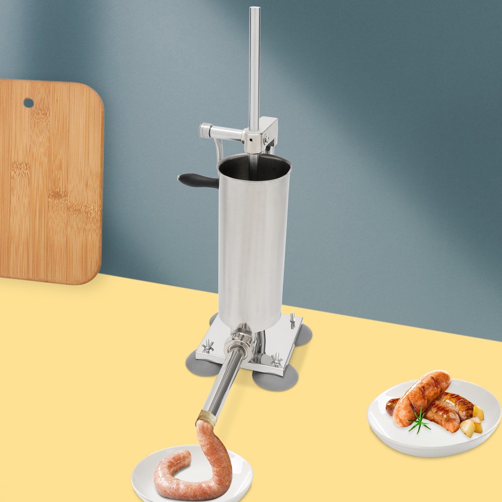 Homemade 8lbs 3.5L Vertical Sausage Stuffer Meat Filler Maker With 8pcs Tubes US