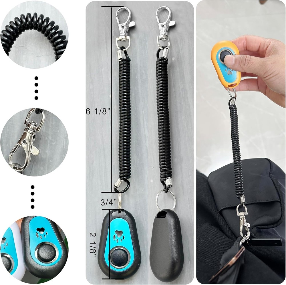 5 Pack Pet Training Clickers with Wrist Strap Dog Obedience Trainer Tool Set