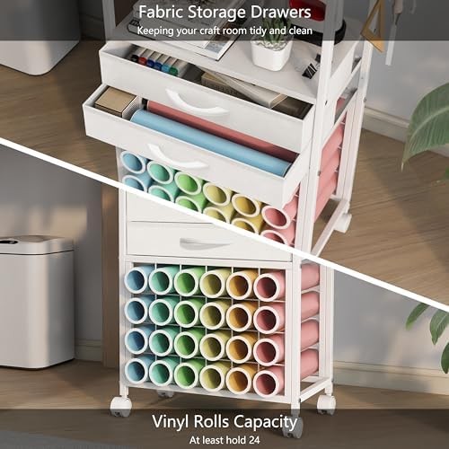 Craft Machine Storage Cart with 24 Roll Holders