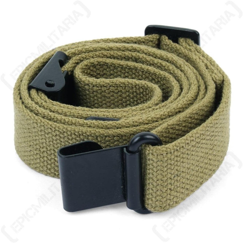 US WWII M1 Garand Sling Canvas Rifle Web Sling with Correct WW2 Hardware (Green)