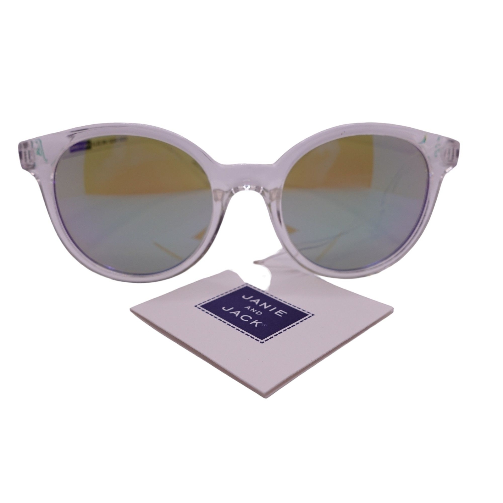 NWT Janie And Jack Round Sunglasses Girls 4 And Up Clear Tinted UV Lenses