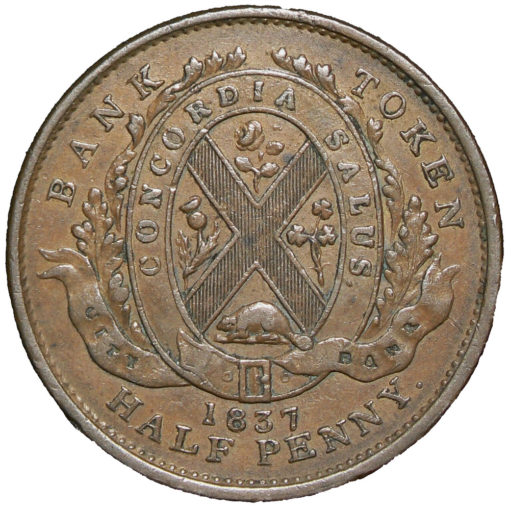 LC-8A2 1837 Province du Bas Canada Token Sou #22855