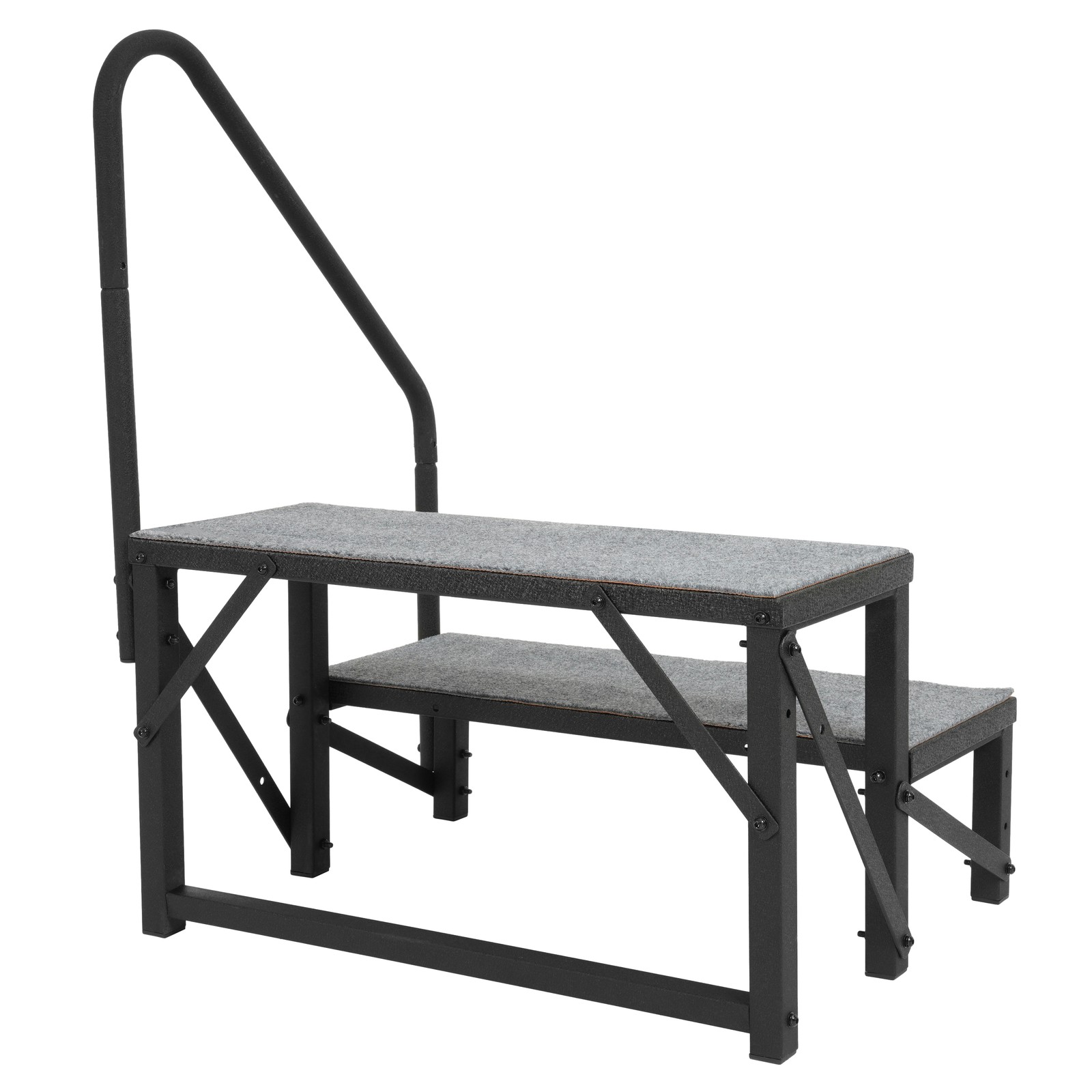 2 Steps Ladder RV Step w/Handrail For Trailer Travel Camper Mobile Home Stairs