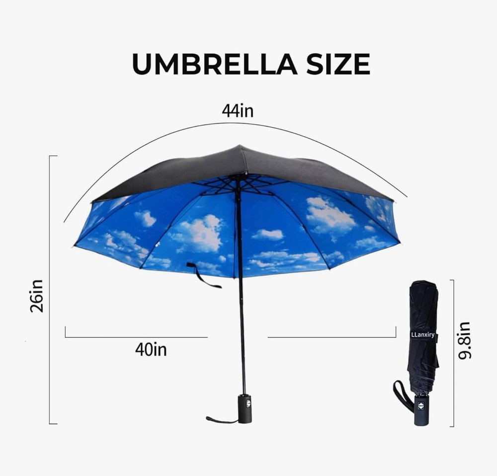 Compact Travel Umbrella,44" Canopy,Automatic Open/Close Windproof Umbrella,2pcs