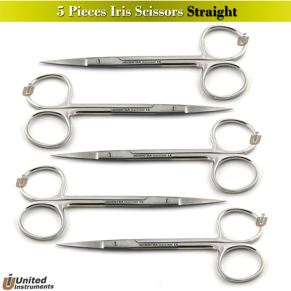5Pcs Surgical Iris Scissors Fine Sharp Gum Trimming Shears Tissue Cut Veterinary