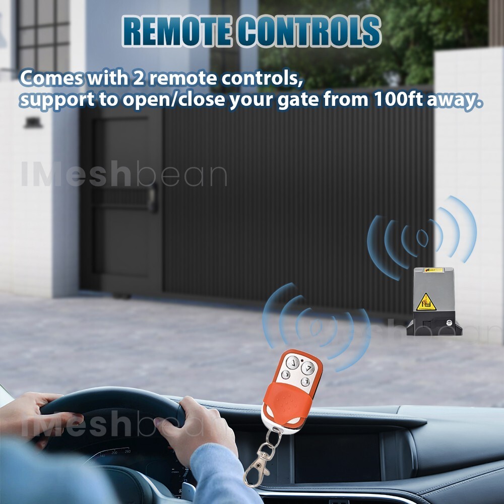 Automatic Sliding Gate Opener 2000lbs Rack Driven 2 Remote Controls 13.12FT Rack