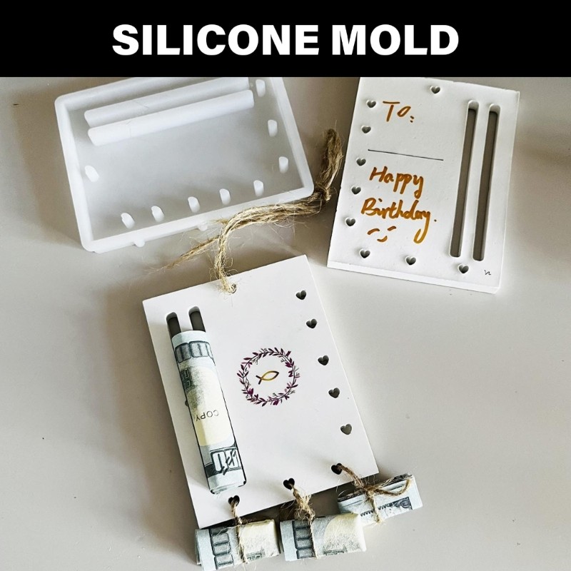 Rectangular Wallet Molds Hollow Heart Gift Clip Pendant Silicone Molds
