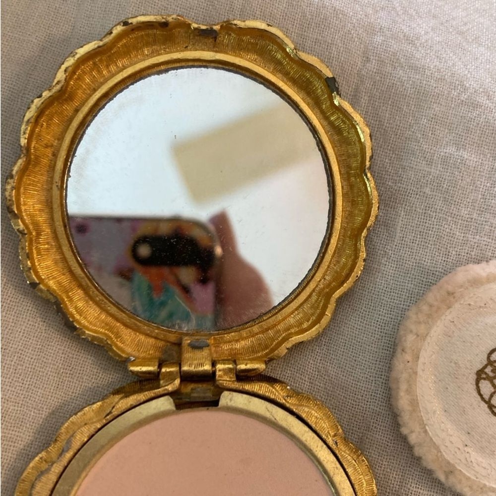 Vintage Compact Powder Old Etched