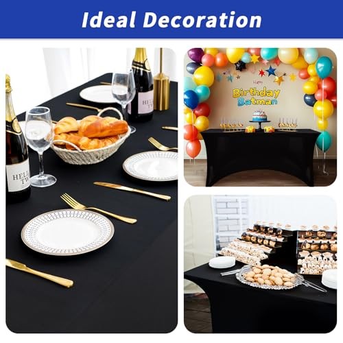 3 Pack Table Cloth for 6FT Rectangle Tables, Rectangular 6Feet-3Pack Black