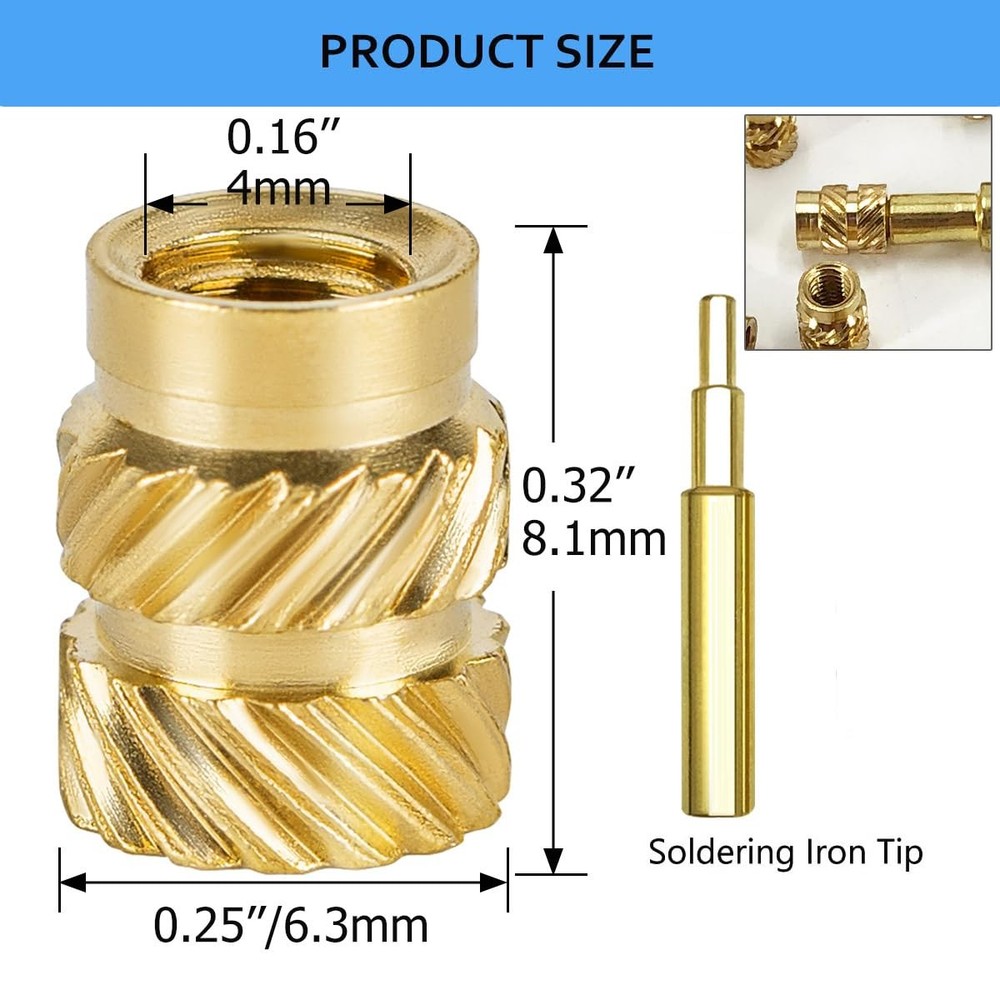 M2.5 M3 M4 Brass Threaded Inserts Bolt Set with Bolt for 3D Printed Plastic Part