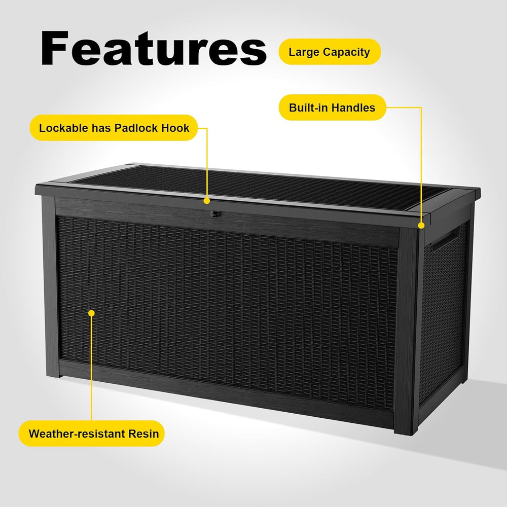 Easyup 320 Gallon Deck Boxes Waterproof, Outdoor Large Storage Boxes with Lids,