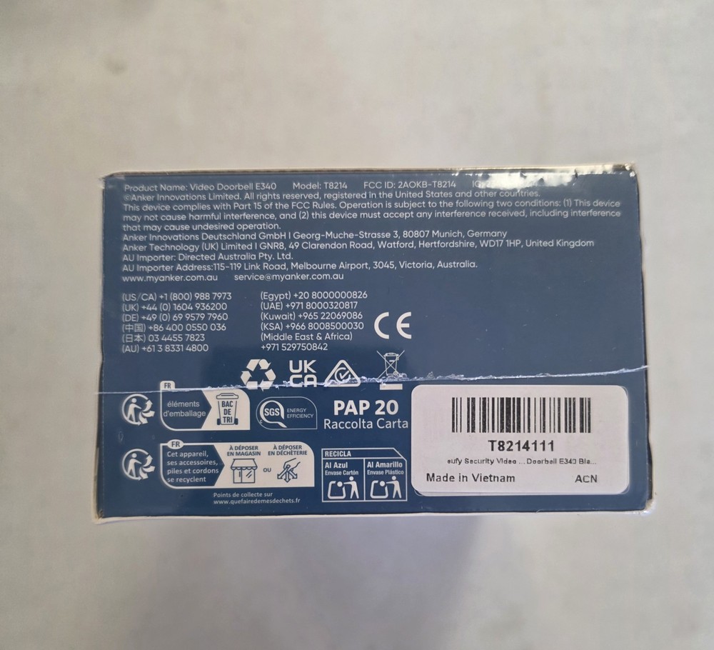 eufy Security E340 2K Dual Camera Video Doorbell- sealed