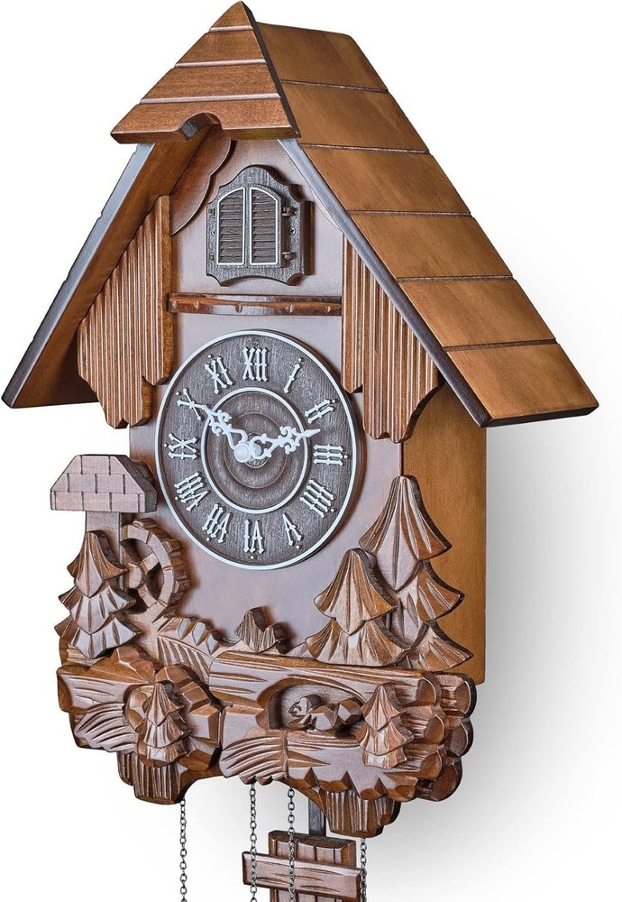 Cuckoo Clock with Automatic Night Mode, Swinging Pendulum and Quartz Movement...