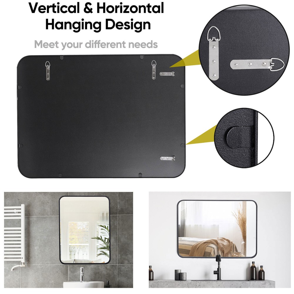 22" x 30" Rectangular Wall Mirror Vanity Mirror Bathroom Durable Metal Frame