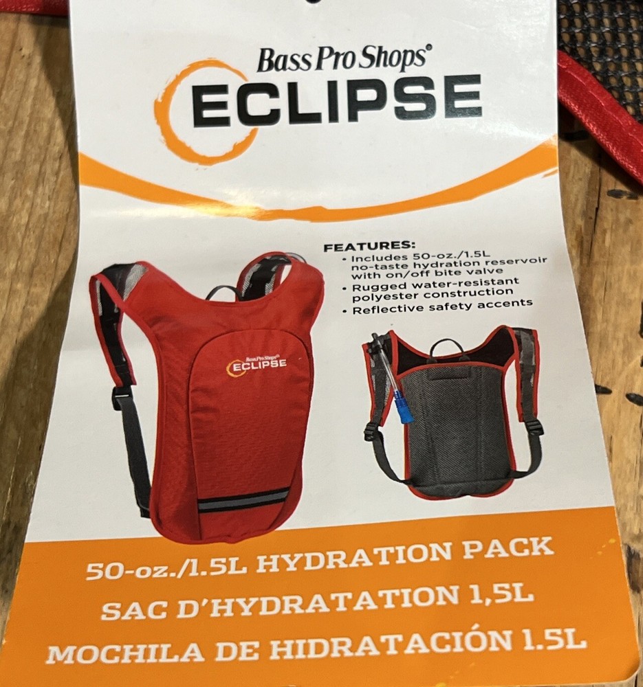 Bass Pro Shops Eclipse 1.5L Hydration Fluids Backpack Red Reflective New NWT