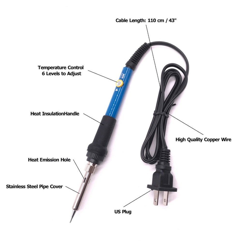 Soldering Iron Wire Electric Adjustable Temperature 60W Welding Solder