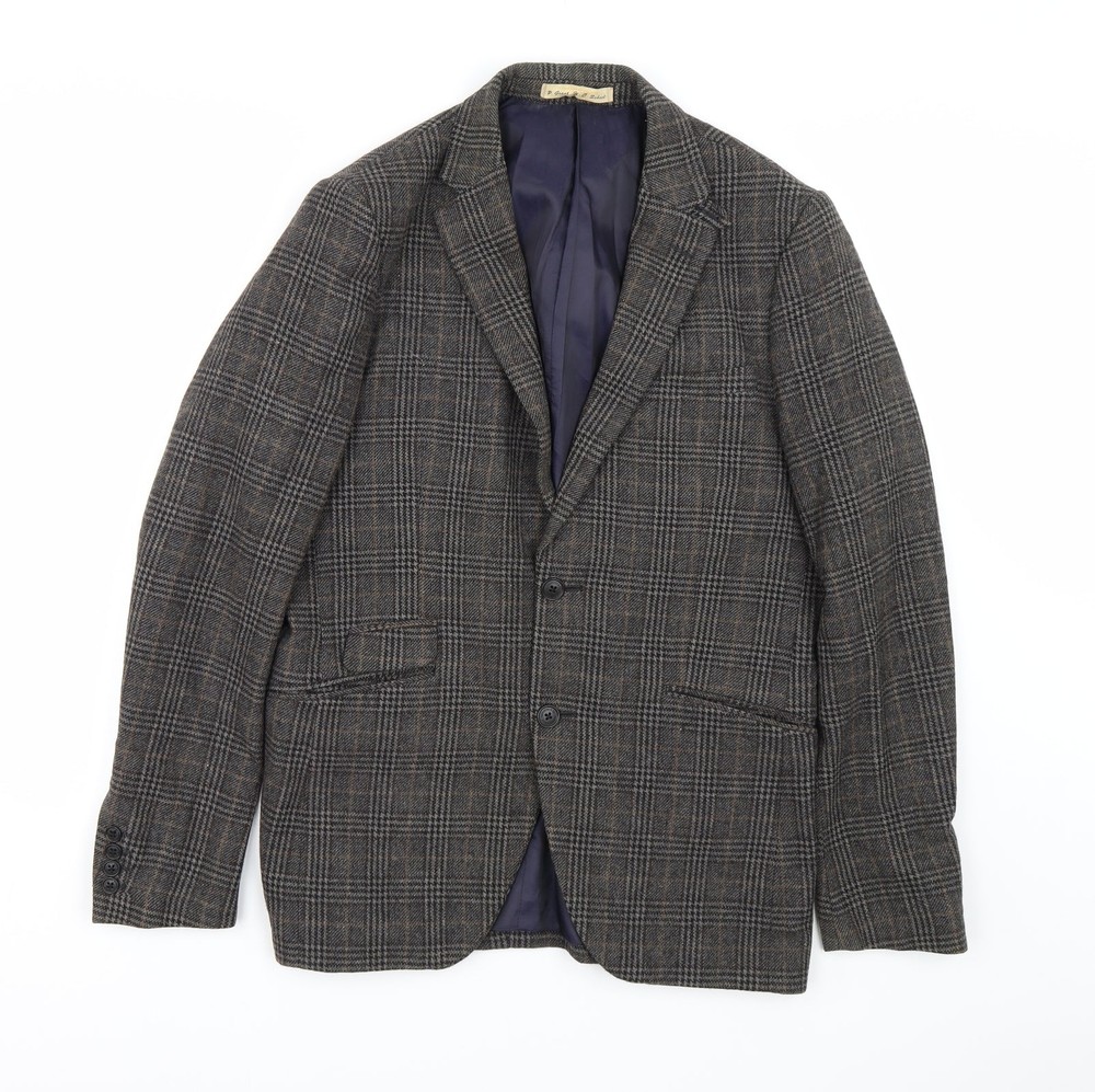 Debenhams Mens Brown Check Polyester Blend Jacket Suit Size 38