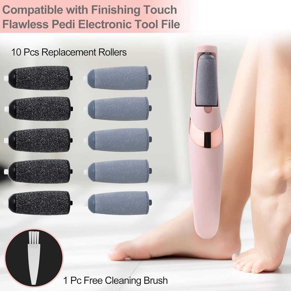 10 Pack Replacement Roller Refills Compatible with Finishing Touch Flawless Pedi