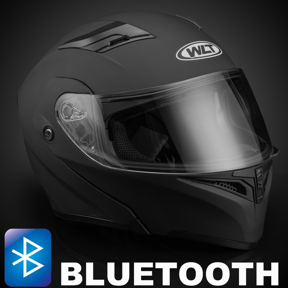 LED Dual Visors Flip Up Bluetooth Modular Full Motorcycle Helmet Intercom DOT