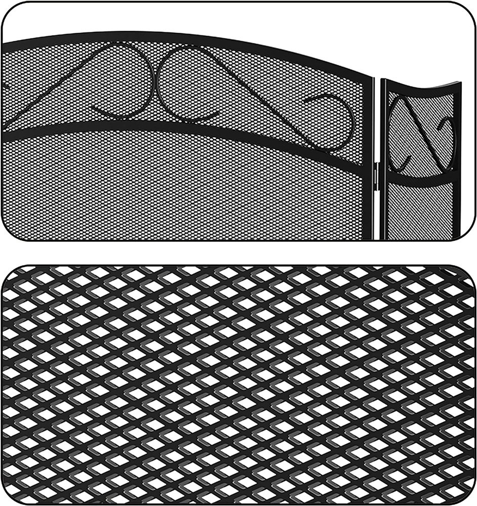 Fireplace Screen for Wood Burning Fireplace Foldable 3 Panel Wrought Iron Firepl