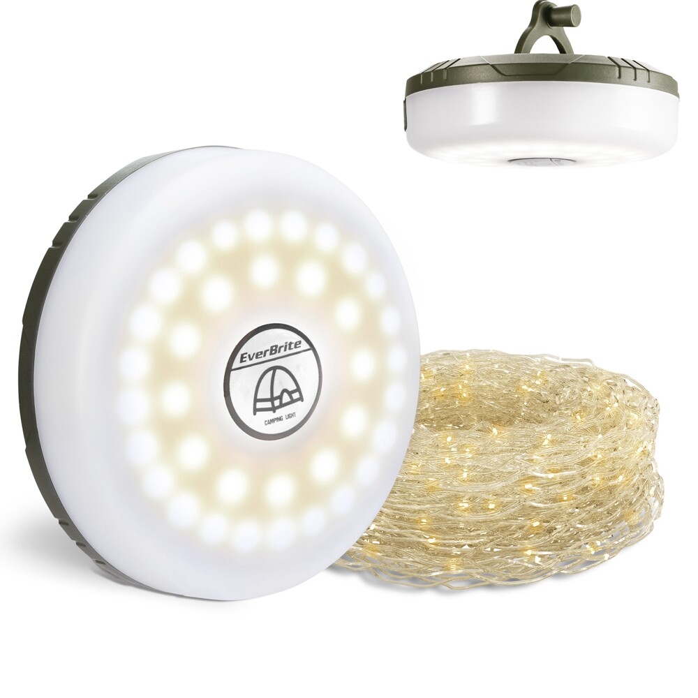 EverBrite Rechargeable LED Camping String Light 29.5FT Outdoor Tent Light 8 Mode