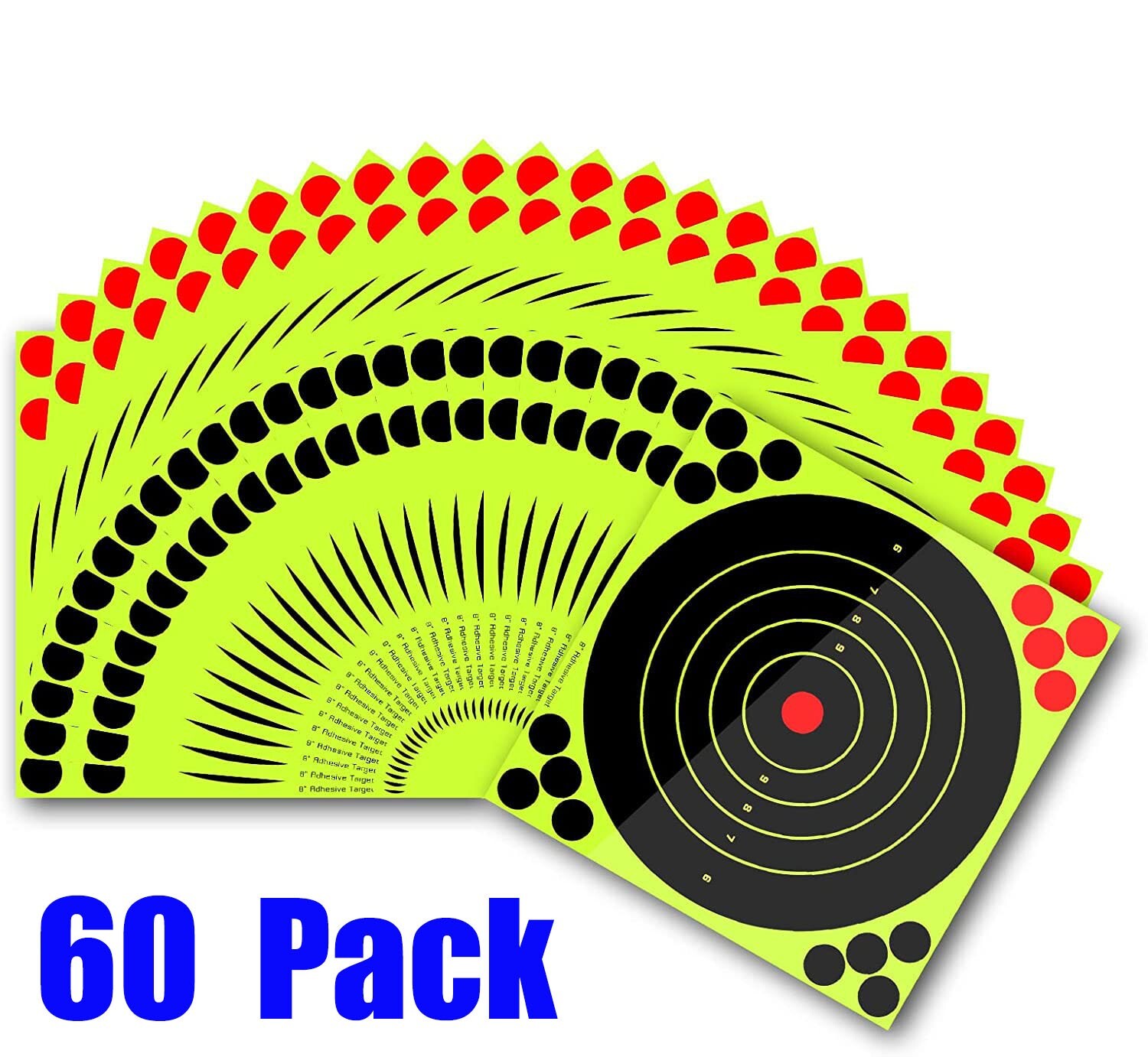 60 Pack 8" Stick Splatter Reactive Self Adhesive Paper Shooting Targets
