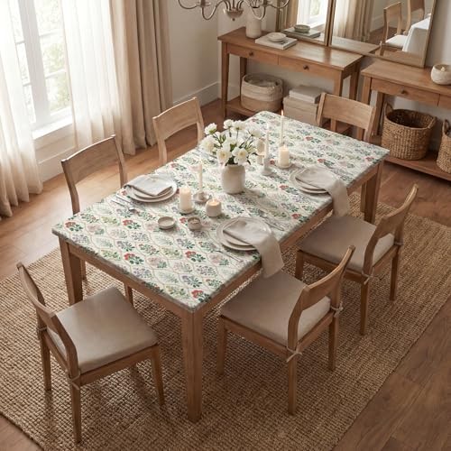 Spring Fitted Tablecloth 72 x 30 Inch 72" x 30" (Rectangular) Beige