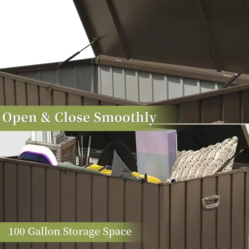 100 Gal. Steel Deck Box, Large Patio Storage Bin