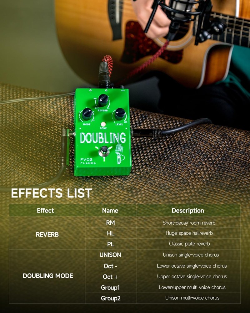 FLAMMA FV02 Vocal Processor Doubling Effects Pedal Voice Duplicate Vocal Effe...