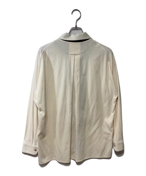 ETHOSENS Open collar shirt Ivory× Black E218-203
